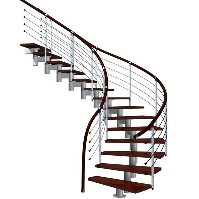 Wholesale Prefabricated steel curved staircase with tempered glass balustrade from china suppliers