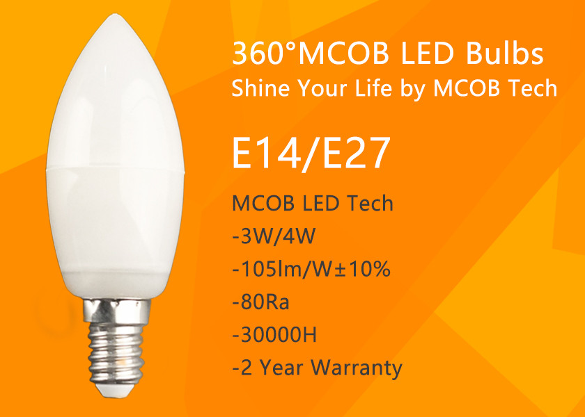 Wholesale MCOB 4W Dimmable C35 E14 LED Bulbs, 40W Incandescent Bulbs Equivalent, Candelabra Bulbs, 440lm, 180° Beam Angle, Warm Wh from china suppliers