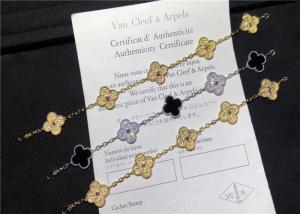 Wholesale 18 Karat White Gold Van Cleef And Arpels Vintage Alhambra Bracelet With Diamond And Onyx from china suppliers