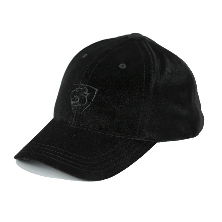 Wholesale Unisex Fitted Unstructured Baseball Caps , Black Velvet Baseball Hat Quick Dry from china suppliers