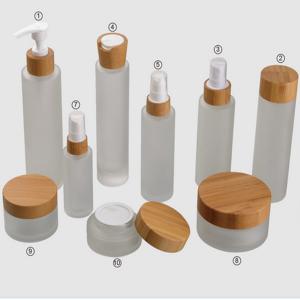 Wholesale Frosted Bamboo Cosmetic Glass Jars Sets 15g 30g 150g 50ml 100ml 120ml from china suppliers