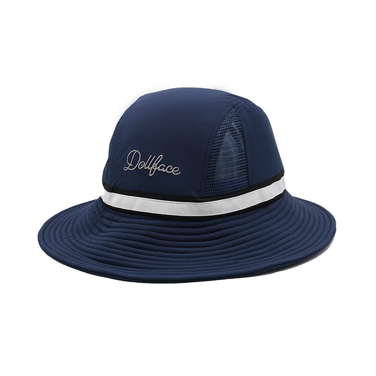 Wholesale Cotton Fabric Outdoor Unisex Flat Brim Bucket Hat Blue Color Custom Logo from china suppliers