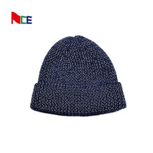 Wholesale 60cm Winter Beanie Hat Men Reflective Yarn Knit Skull Soft Warm Fold Up Cuff Daily Beanie Caps from china suppliers