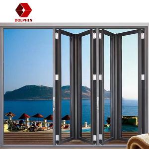 Wholesale Waterproof Aluminium Folding Door Tri Fold Glass Door Anodized Powder Coated Surface from china suppliers