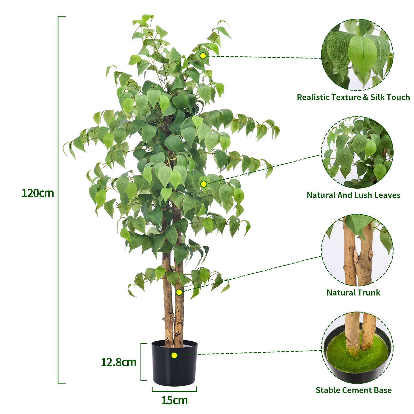 Buy cheap 4 Or 5 Feet Potted Plants Artificial Ficus Office Decoration Natural Shape from wholesalers