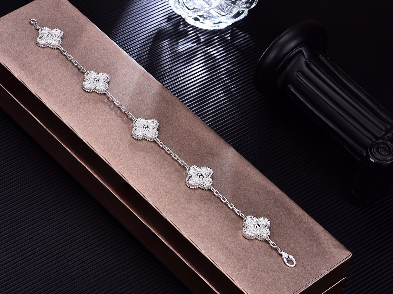 Wholesale 18K White Gold Full Diamond Van Cleef And Arpels Sweet Alhambra Bracelet Flower Shape from china suppliers