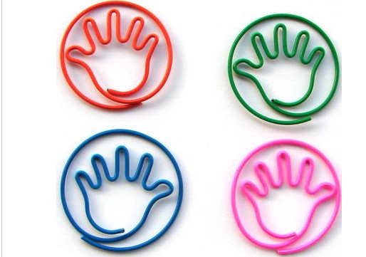 Wholesale Fancy paper clips ， hand shaped paper clip ,assorted colors from china suppliers