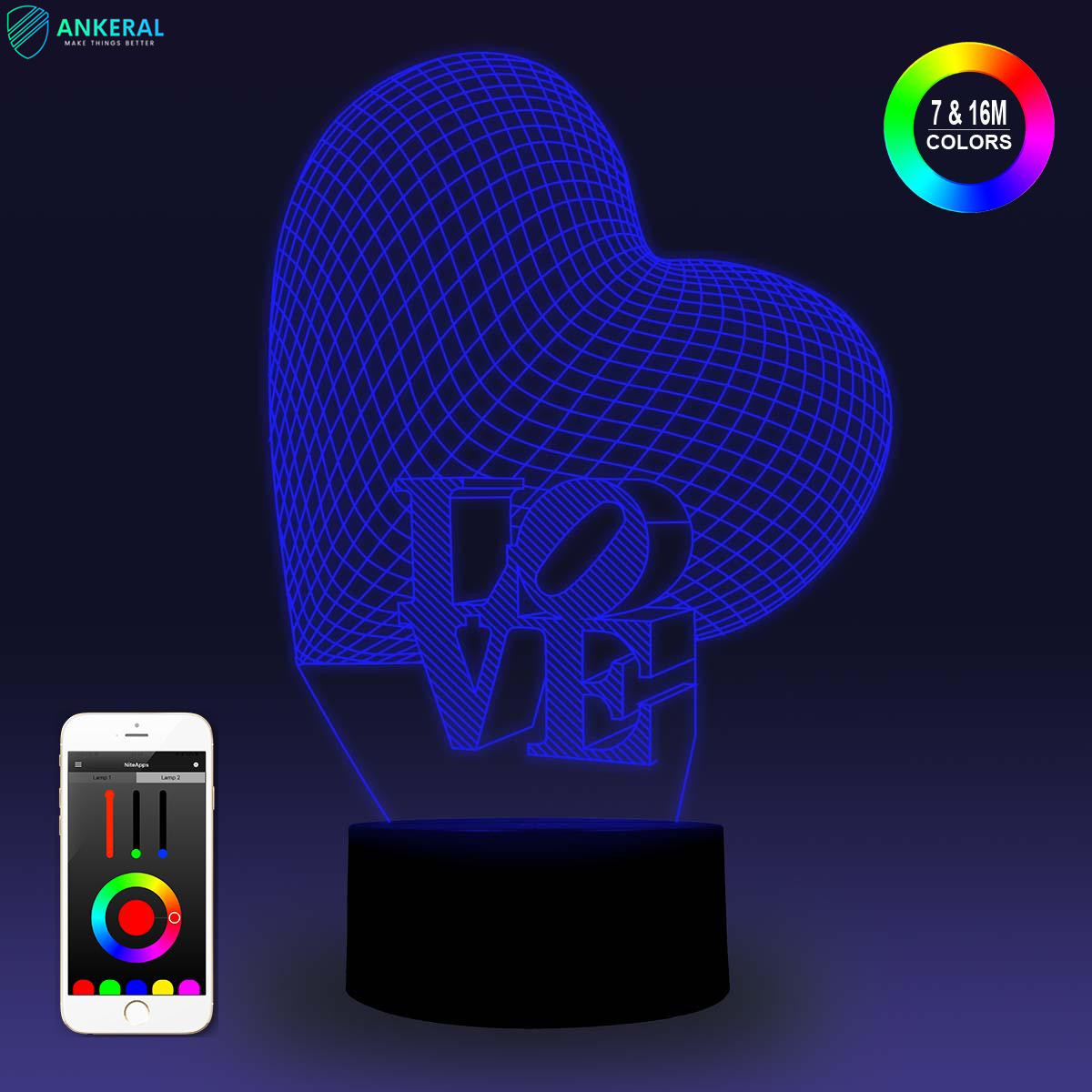 Buy cheap Love Heart 3D Atmosphere Night Light Fantastic Creative New Designs from wholesalers