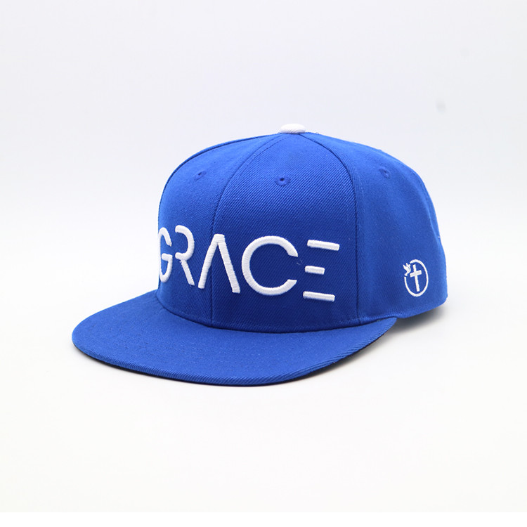 Wholesale Adult Flat Brim Snapback Hats Plastic Closure 6 Panels Blue Color from china suppliers