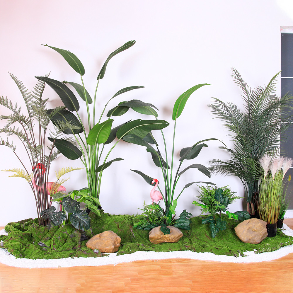 Buy cheap Anti UV Plastic Artificial Landscape Trees With Traveller'S And Areca Palm from wholesalers
