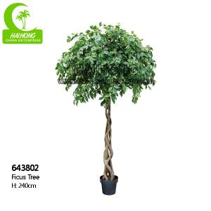 Wholesale Fire Retardant Aesthetic Faux Ficus Plant , 8ft Artificial Palm Tree In Green from china suppliers