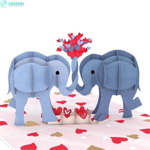 Wholesale Love Elephants 3D Pop-up Card Best Valentine’s Day Pop-up Card Showing Love to my Girlfriend from china suppliers