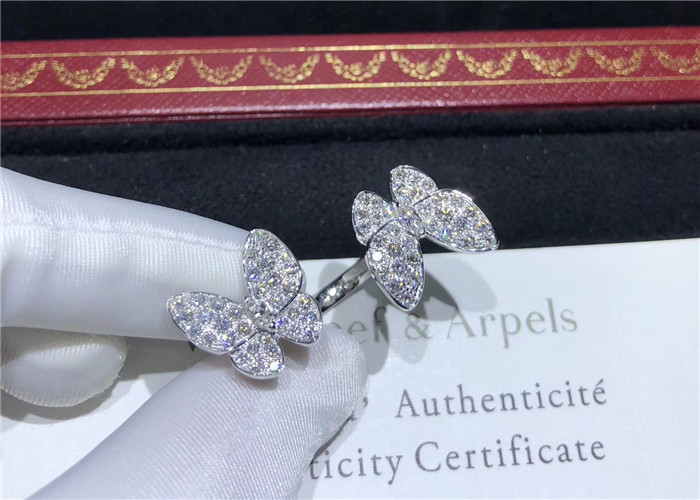 Wholesale 18K White Gold Van Cleef And Arpels Butterfly Ring With 70 Diamonds from china suppliers