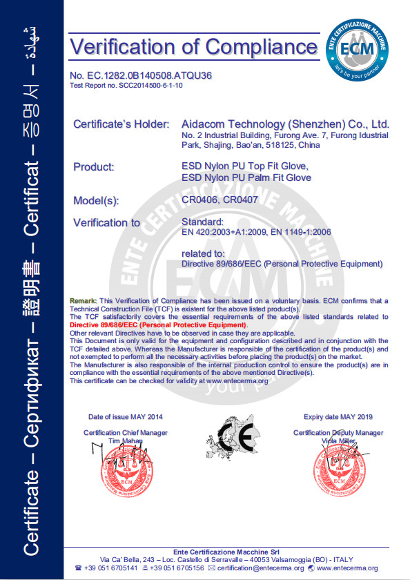 Shenzhen Aidacom Cleantech Co., Ltd. Certifications