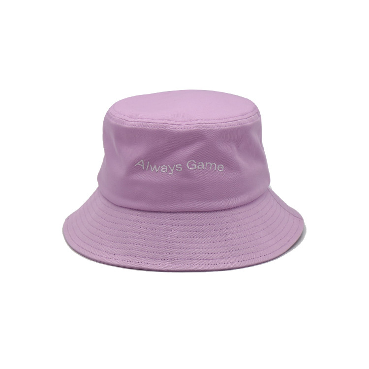 Wholesale Letter Flat Embroidery Fisherman Bucket Hat Woven Patch 100% Cotton Twill Purple from china suppliers