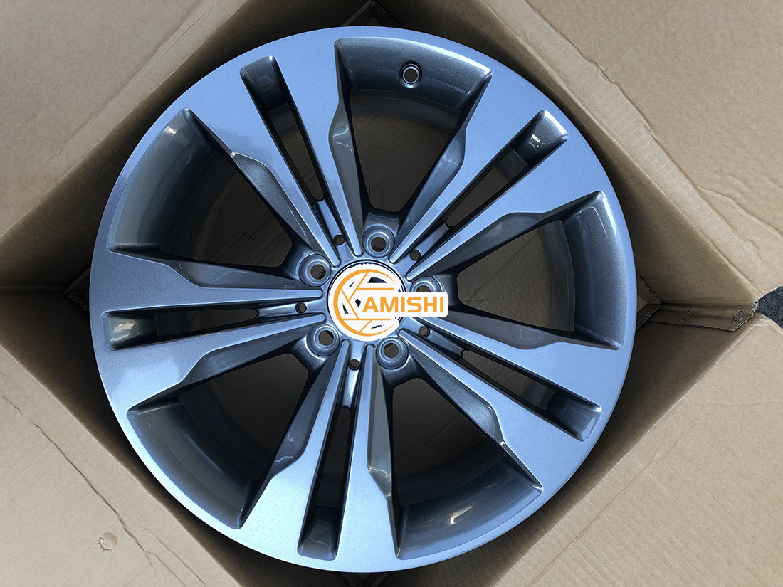 Wholesale Lightweight ET43 5 Double Spoke 18 Inch Aluminum Rims Grey Himalaya Polished from china suppliers
