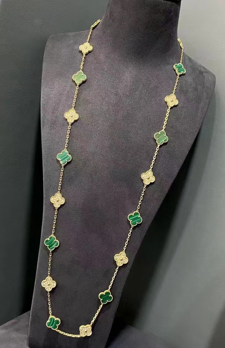 Wholesale PURE 18K GOLD VCA Malachite Vintage Alhambra Necklace 20 Motifs custom luxury brand jewelry from china suppliers