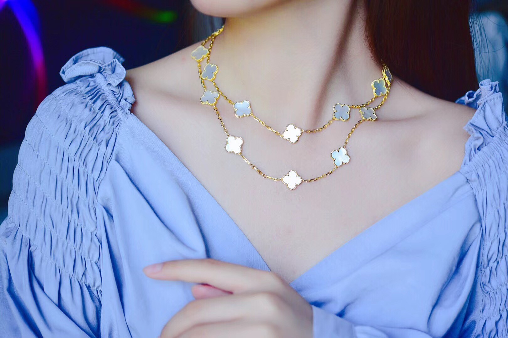 Wholesale 20 Motifs Van Cleef And Arpels Vintage Alhambra Necklace With White Pearl Shell china gold jewelry manufacturers from china suppliers