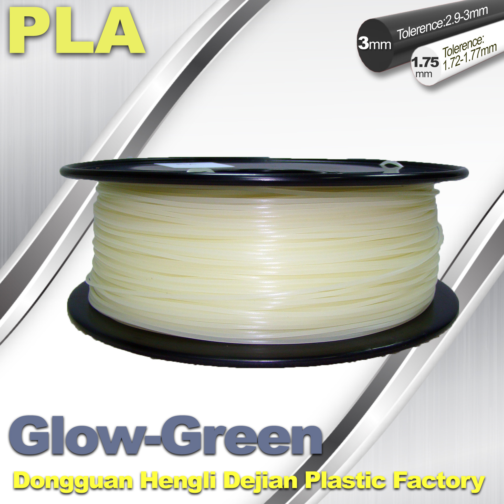 Buy cheap 1.75mm / 3.0mm PLA Filament Glow in Dark Green for 3D Printer from wholesalers
