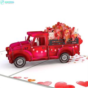 Love Delivery Truck 3D Pop-up Card Valentine's Day Blessing Card