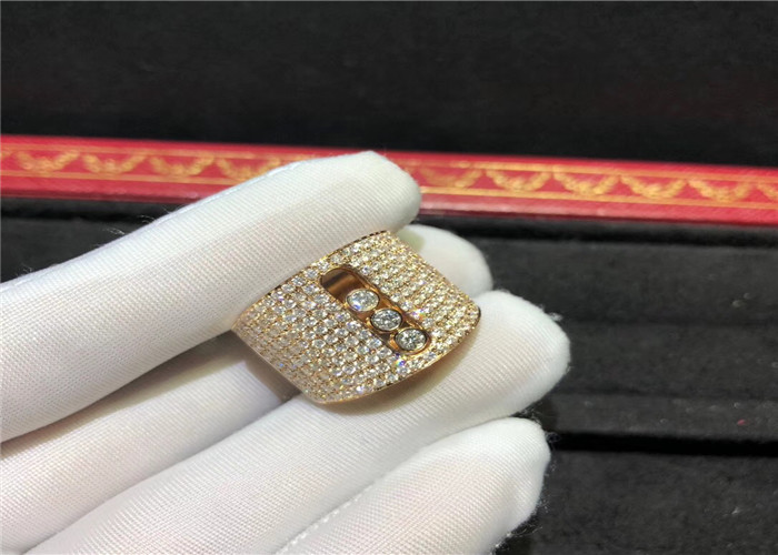 Wholesale Custom Made 18K Gold  Move Ring With Three Delicate Flowing Diamonds from china suppliers