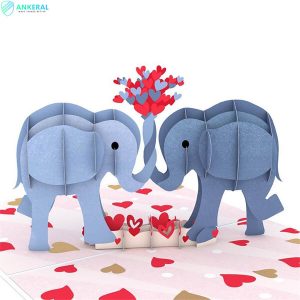 Love Elephants 3D Pop-up Card Best Valentine's Day Pop-up Card