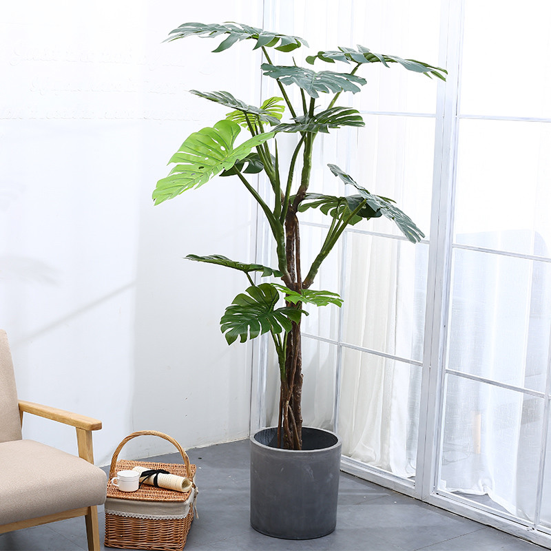 Wholesale 175cm Height Artificial Tropical Tree Green Foliage Plant Monstera For Home Decor from china suppliers