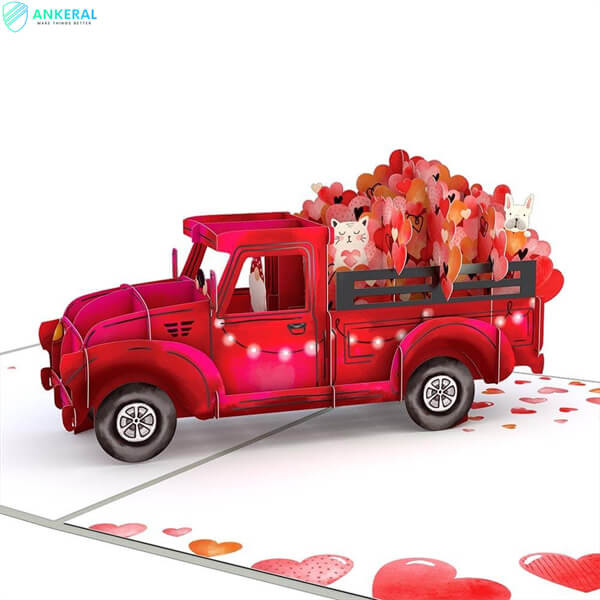 Wholesale Love Delivery Truck 3D Pop-up Card Valentine’s Day Best Blessing Card for Lovers from china suppliers