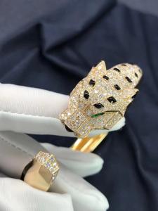 Wholesale Diamond Emerald Onyx 18K Yellow Gold Bracelet Panthere De Cartier Bracelet from china suppliers