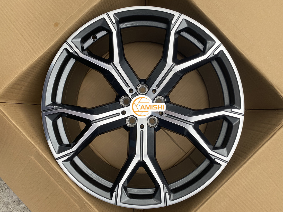 Wholesale 5 Double Spoke 21 Inch Alloy Wheels , Glossy 9.5J Alloy Rims For BMW from china suppliers