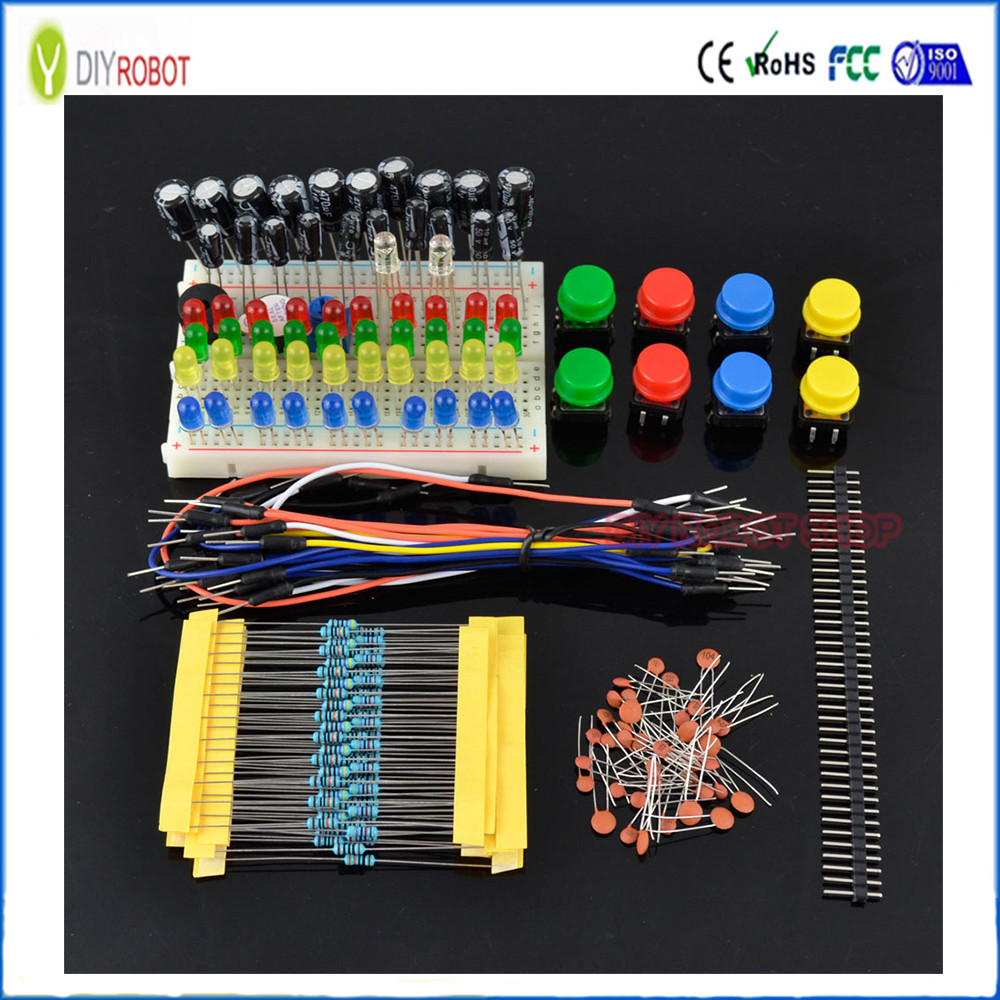 Wholesale DIY Starter Kit for Arduino Courses 02 Electronics Fans Partst with Breadboard Jumper Wires electrolytic capacitor from china suppliers