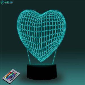 Love Heart 3D Table Lamp 16 Colors Remote Control