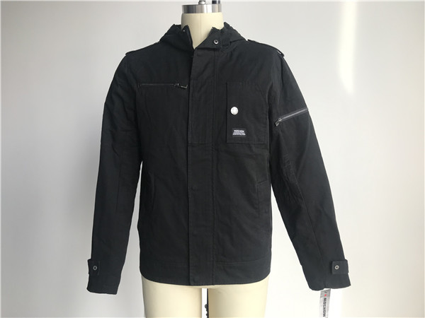 Wholesale Male Military Cotton Woven Fabric Jacket Black Color With Hood TW58969 from china suppliers