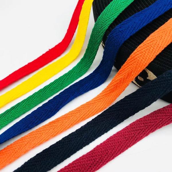 100% Cotton 0.3 mm- 50 mm Custom Color Woven Herringbone Ribbon Cotton Twill