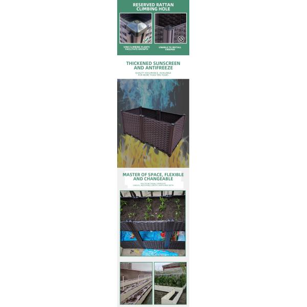 ISO9001 Rectangular Rasied Plastic Planter On Wheels Minimalist Design