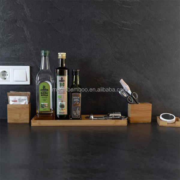 Efficiently Organize Your Bathroom with 6-Piece Bamboo Vanity Tray Set 38x10.5x10.1cm
