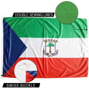 Wholesale 3x5' Equatorial Guinea Flag African Country Knitted Polyester Rope and swiss buckle Customized National banner from china suppliers