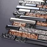 Black Brown Electroplate Crystal Glass Mosaic Tile For Kitchen Fireplace Decor