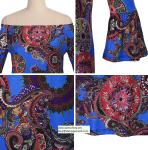flower and phoenix patterns printed women fashion short dress with puff sleeve