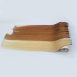 Brown Skin Weft PU Tape Hair Extensions Silky Straight For Women