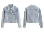 OEM Denim Jacket Women Embelishment Light Wash Trucker Elegant Style