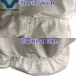 Economic Properties White Disposable Micro Film Clothing with Blue Strip and