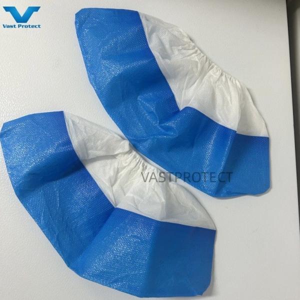 PP CPE Anti-Slip Blue White Elastic VPT-Shoe Cover for Protection Disposable
