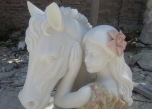 Wholesale Multi-color marble sculpture with 2 feet height， First grade white Jade marble sculpture from china suppliers