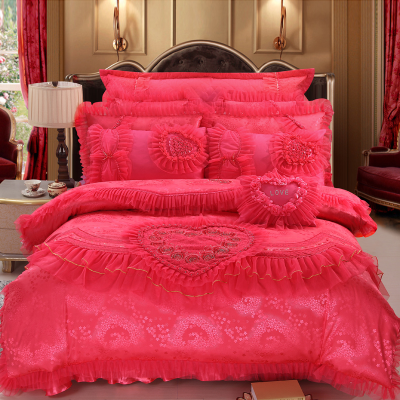 Bedding Set Luxury Wedding 100% Cotton 200TC Bed Sheet Quilt Bedding Anti-Pull Set