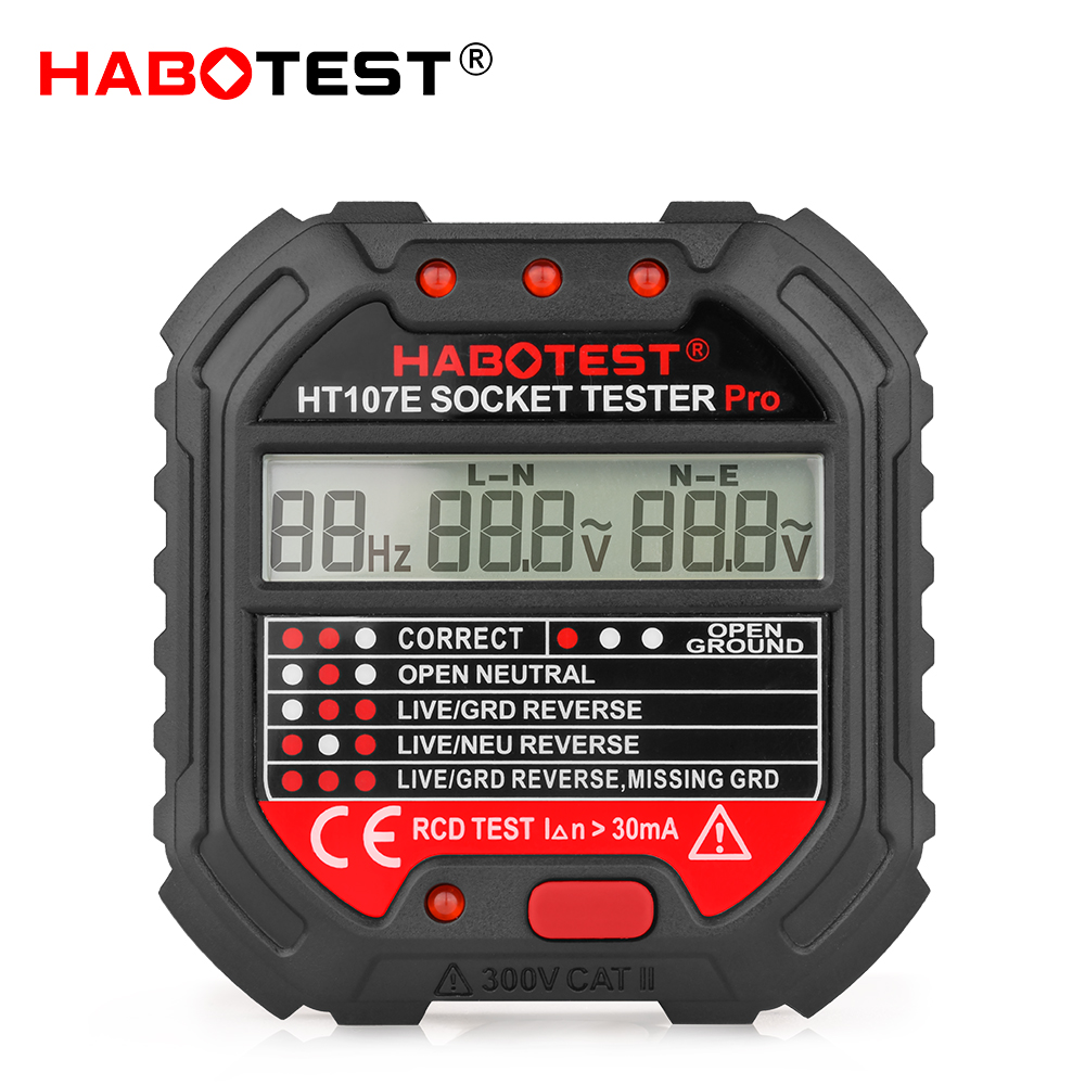 Open Neutral Plug Socket Tester , HT107E Wall Socket Tester