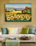 Custom Palette Knife Sunflowers Oil Painting, Decorative Hand Painted Art on