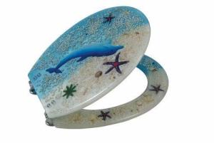 Wholesale sealife polyresin decorate sanitary ware toilet seat with zinc hinge,round toilet seat,elongated toilet seat from china suppliers