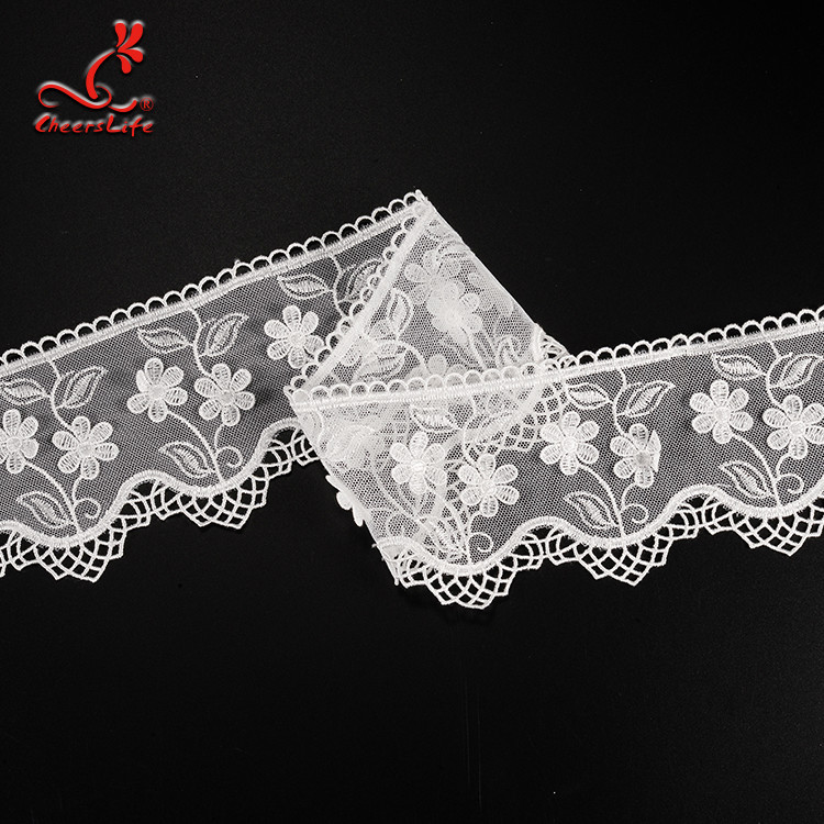 Border Materials Flower Embroidery Cotton Lace Trim For Home Textile , Bags