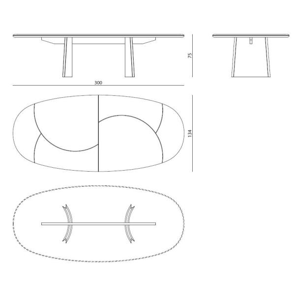 JASON Modern Dining Room Tables With Unique Oval Marble Top Composed